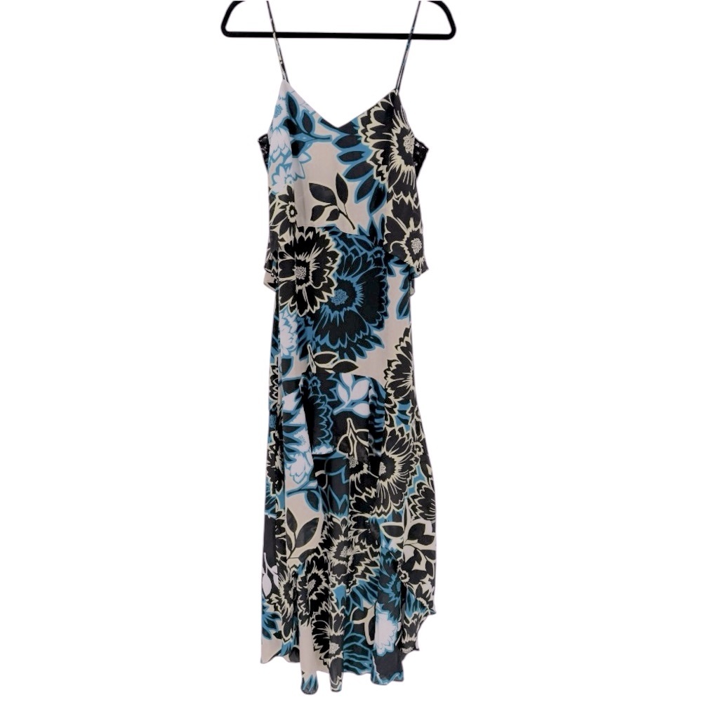 Marciano 100% Silk Floral Print High‎ Low Slip Dress Size XS Coquette Feminine
